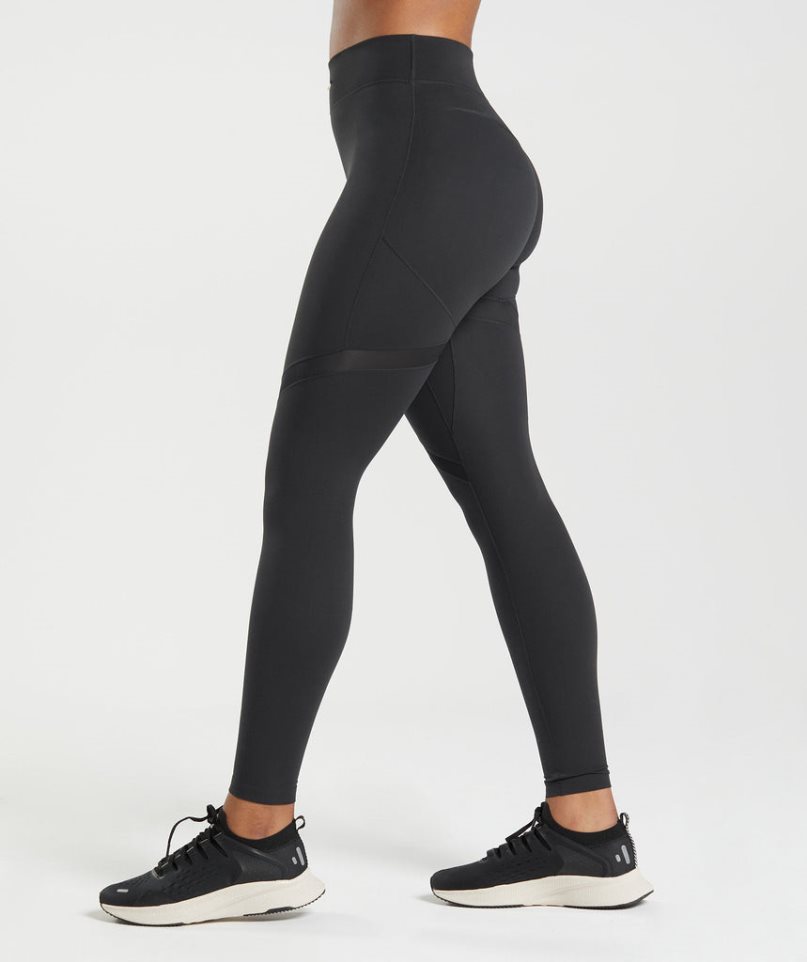 Legginsy Gymshark Whitney Mesh Damskie Czarne | PL 253MSB